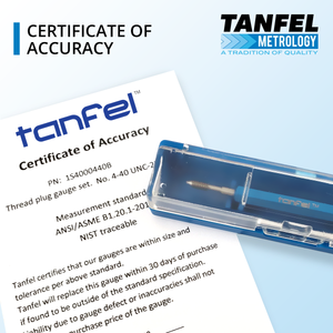 Certificate of Accuracy,  #2-56 UNC-2B Taperlock GO NOGO Thread Plug Gauge | Tanfel Metrology