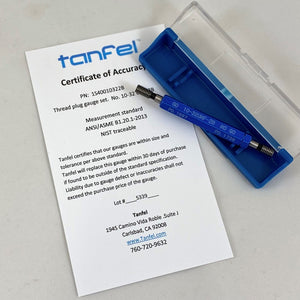 Tanfel #10-32 UNF- 2B Taperlock GO NOGO Thread Plug Gage - Gauge.  CERTIFIED