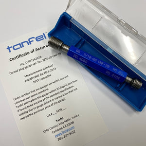 Tanfel 7/16-20 UNF-2B Taperlock GO NOGO Thread Plug Gage - Gauge.  CERTIFIED